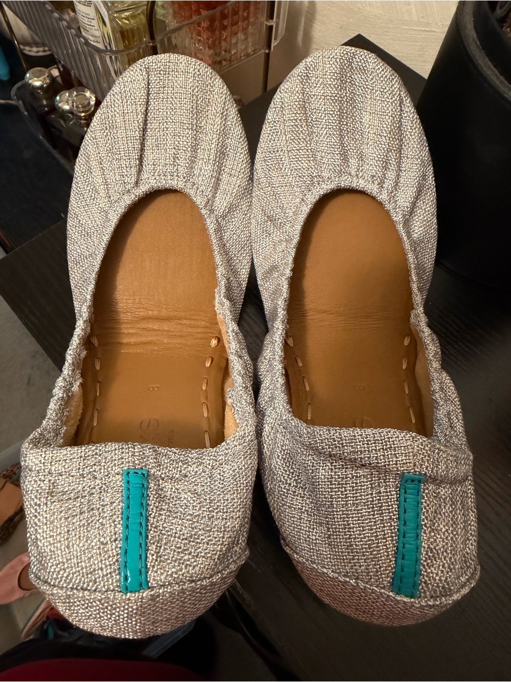 Tieks Silver Lake Foldable Ballet Flats — Silver & Teal Accents - Picture 4 of 5